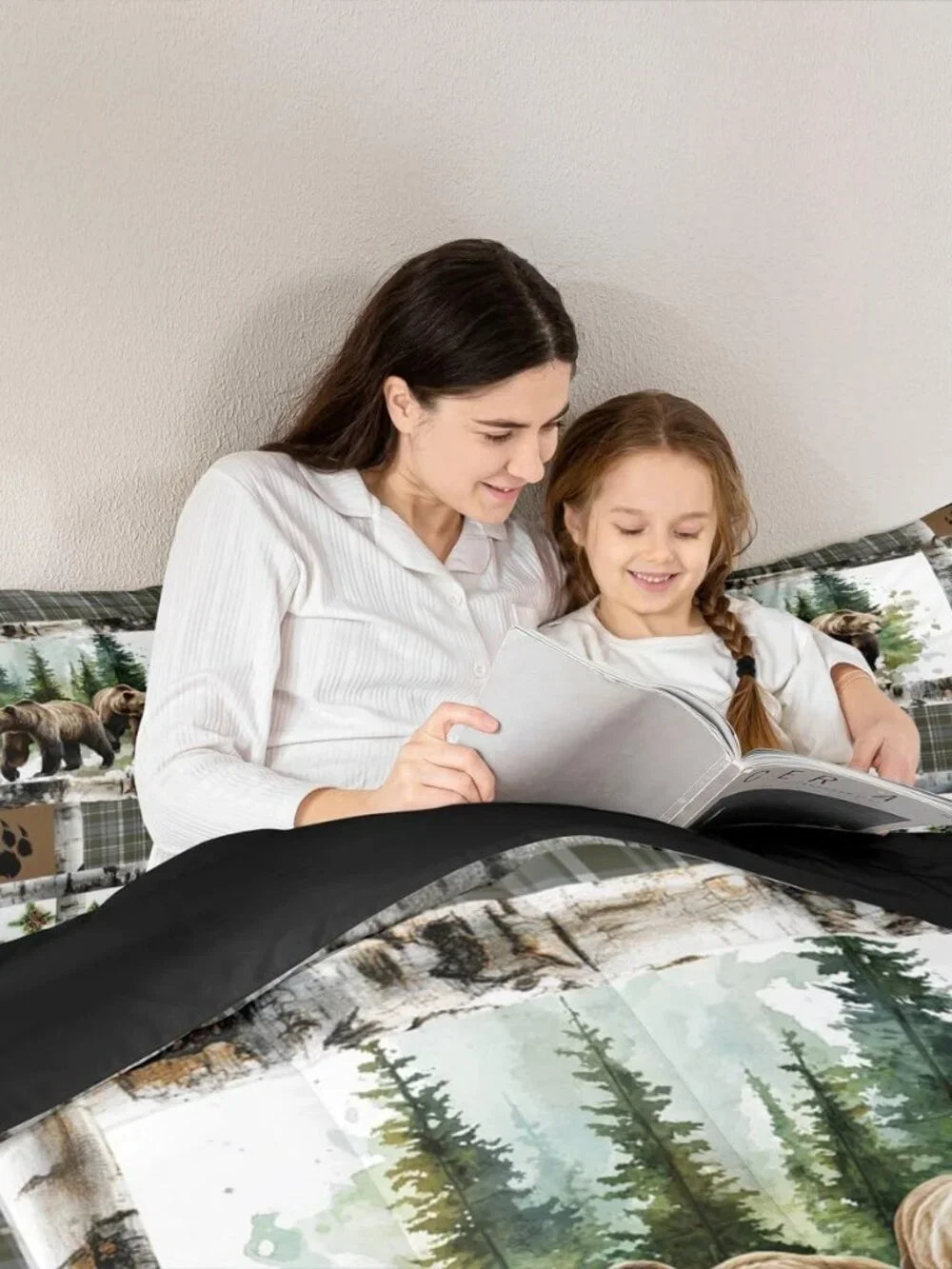 Rustic Bear Bedding Set Hunting Theme Comforter Set for Kids Boys Girls Bear Paw